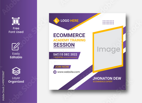 Ecommerce training session Digital marketing live webinar and corporate social media post design