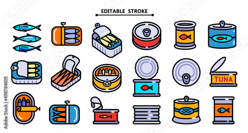 Tin can colorfull icons set