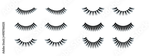 False lashes of different length, volume and shape vector set. Eylashes collection Illustration. makeup items for lashmaking cards, training posters, beauty salon backgrounds and wallpapers