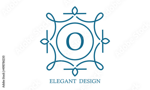 Elegant logo design template with letter O. Business sign, monogram identity for restaurant, boutique, cafe, hotel, heraldic, jewelry.