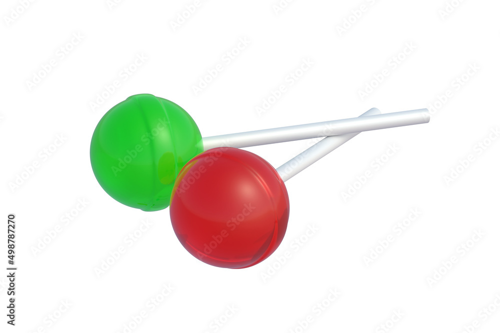 Lollipops on stick isolated on white background. 3d render Lollipops on stick isolated on white background. 3d render