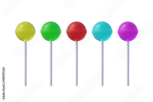 Lollipops on stick isolated on white background. 3d render