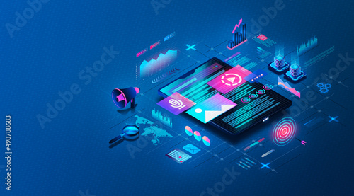 Content Marketing Platform Concept - 3D Illustration photo