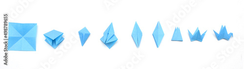 Step-by-step origami crane folding photo