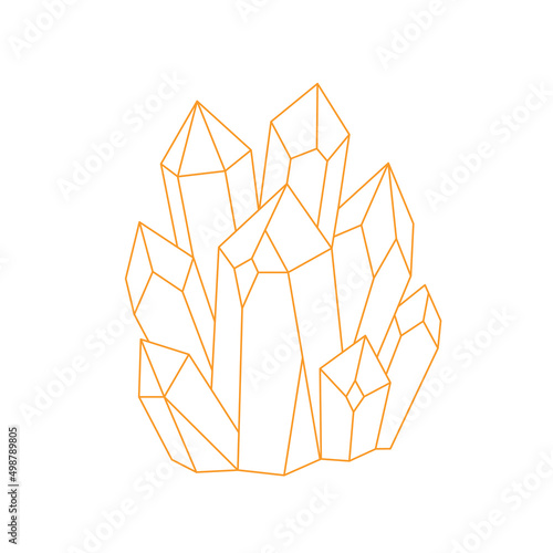 Mystical, esoteric or healing crystals. Linear art. Editable strocks. Vector illustration
