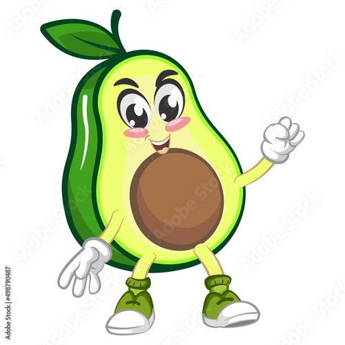 avocado cute cartoon mascot illustration vector work out