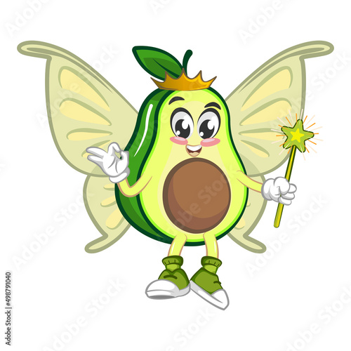 avocado cute cartoon mascot illustration vector being fairy