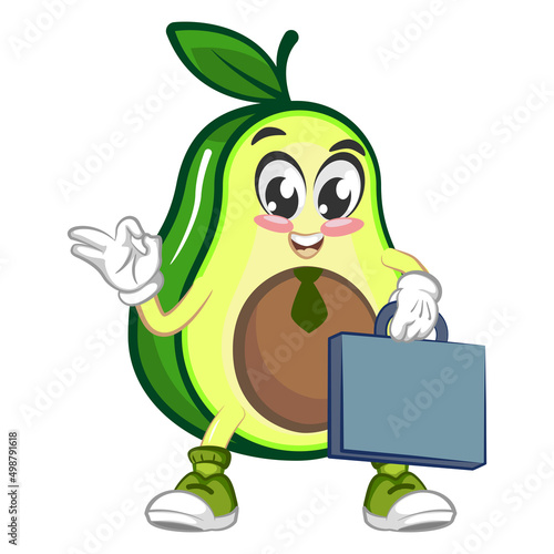 avocado cute cartoon mascot illustration vector 