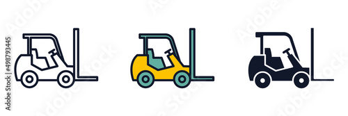 forklift icon symbol template for graphic and web design collection logo vector illustration photo
