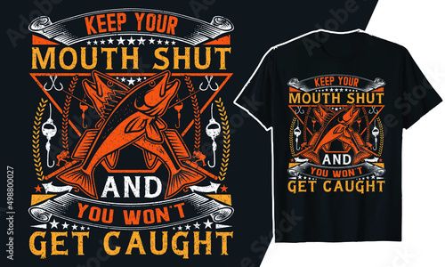 Fishing t shirt design and fish vector  photo