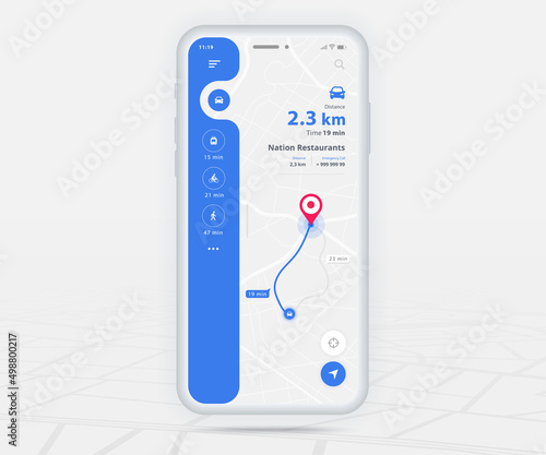 Map GPS navigation app ux ui concept, Mobile map application, Smartphone App search map navigation, Technology map, City navigate maps, City street, gps tracking, Location tracker, Vector illustration