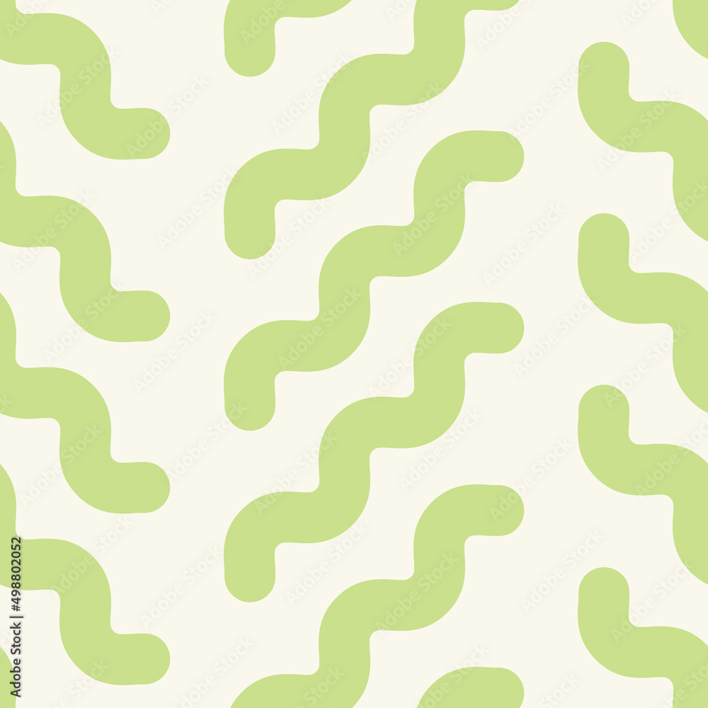 Vector chevron pattern, green wiggly lines geometric abstract background