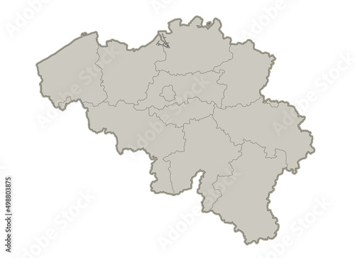 Belgium map, individual regions, blank