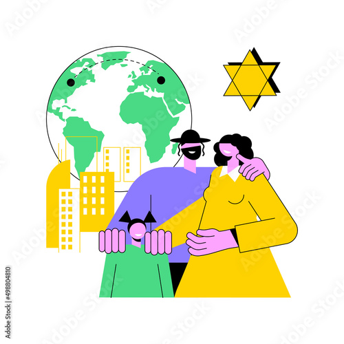 Diaspora abstract concept vector illustration. Jewish diaspora, forced movement, star of david, living outside, ethnic religious group, jewish communities, foreigners group abstract metaphor.