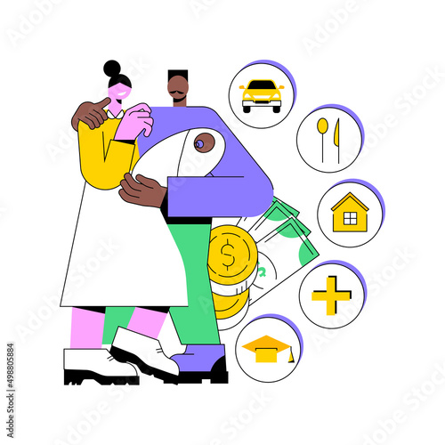 Family budget planning abstract concept vector illustration. Best economic decisions, personal budget strategy, family income and expenses management, financial household plan abstract metaphor.