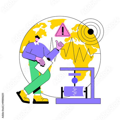 Seismology abstract concept vector illustration. Seismic waves study, seismology course, earthquake environmental effect, Earth science, tectonic movement, volcanic activity abstract metaphor.