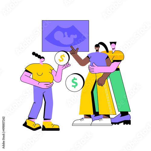 Surrogate mother abstract concept vector illustration. Bearing child, pregnant woman, female abdomen, biological mother, becoming parents, adoption, happy couple expecting baby abstract metaphor.