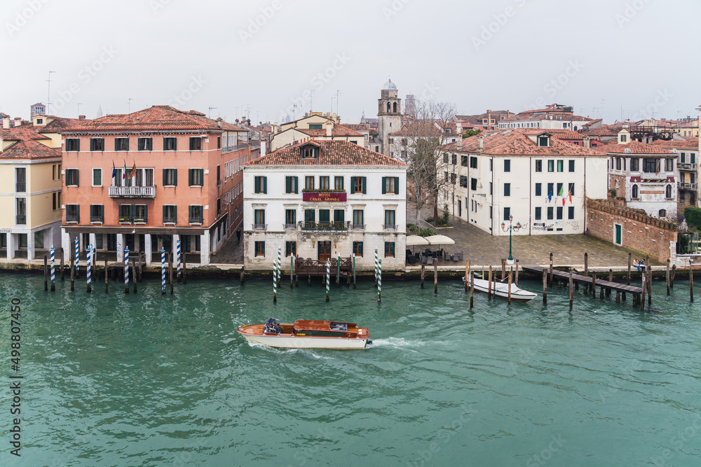 canal view and boats in Venice, Italy