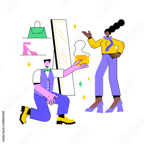 Personal stylist abstract concept vector illustration. Shopping consultant, beauty blogger, business clothes tailor, workspace fashion, man and woman style, dressing room abstract metaphor.