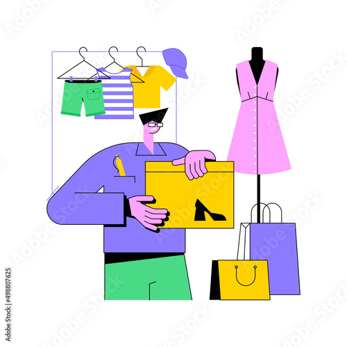 Shop assistant abstract concept vector illustration. Shopping mall retail store purchase, boutique saleswoman job, customer service, consumers choice, woman fashion market abstract metaphor.