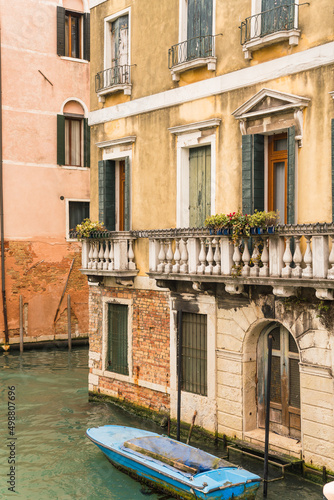 Beautiful antique street canal in Venice, Italy 