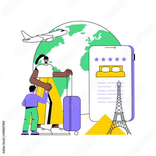 Hospitality and travel clubs abstract concept vector illustration. Travelers community, homestay arrangement, social networking leasure and holiday, catering service, lifestyle abstract metaphor.