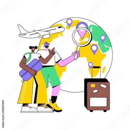 Global travelling abstract concept vector illustration. Global insurance, world trip, international tourism, travel agency, working holiday, luxury vacation resort chain abstract metaphor.