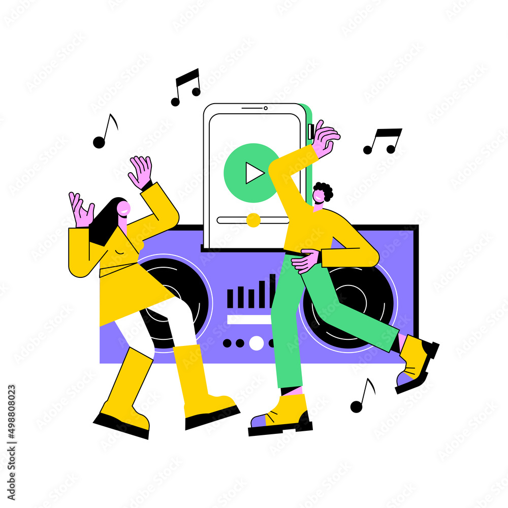 Docking station abstract concept vector illustration. Audio docking station, electronic device, play music, charging battery, connect headset, wireless speaker, home network abstract metaphor.