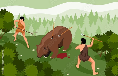 Primitive People Hunting Composition