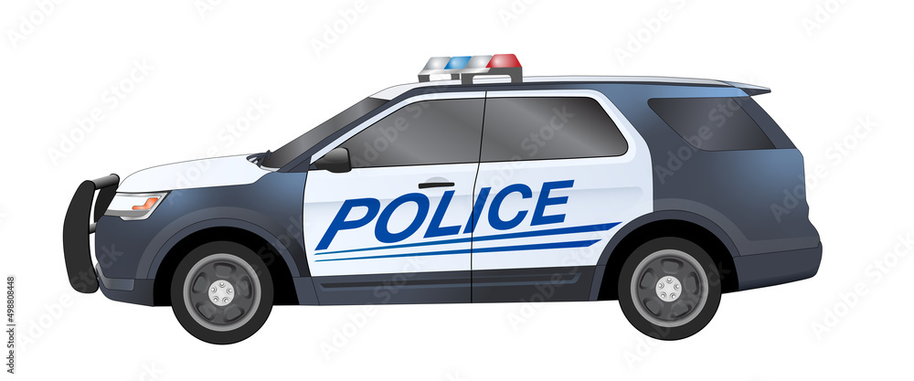 Police vehicle side view - Vector Illustration Police vehicle side view - Vector Illustration
