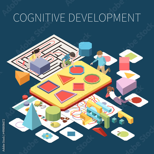 Preschool Education Isometric Composition