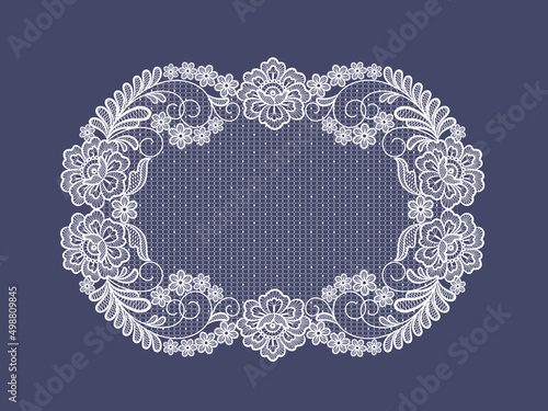 lace flowers decoration element. lace floral frame. Vintage lace doily.