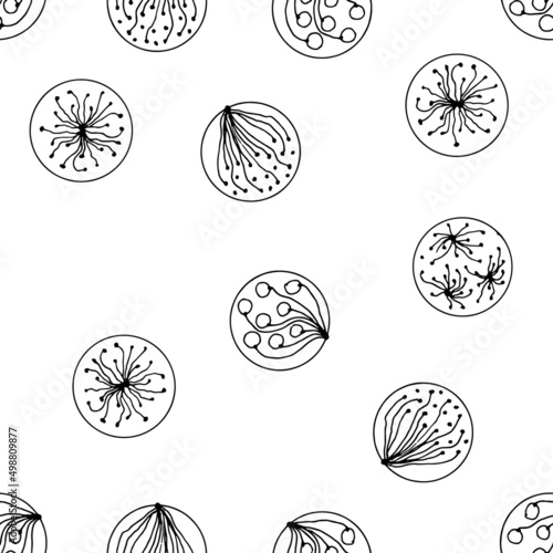 A set of abstract circles. Graphic elements. Drawn by hand. Seamless pattern. Vector on a white background.