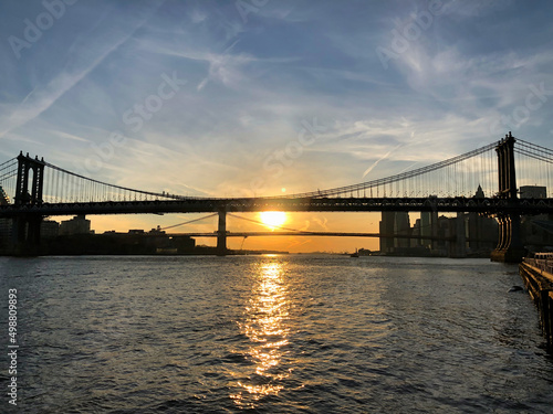Sunset over East River  New York