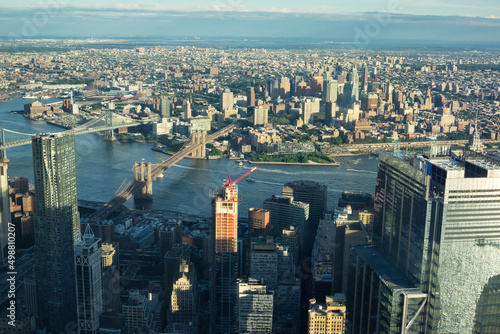 Fototapeta Naklejka Na Ścianę i Meble -  High angle view on Lower Manhattan and Brooklyn
