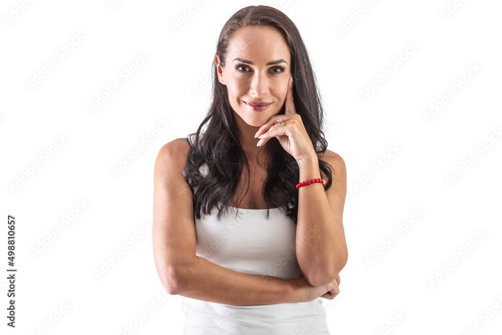 Portrait of a beautiful and attractive dark-haired woman on isolated background Portrait of a beautiful and attractive dark-haired woman on isolated background