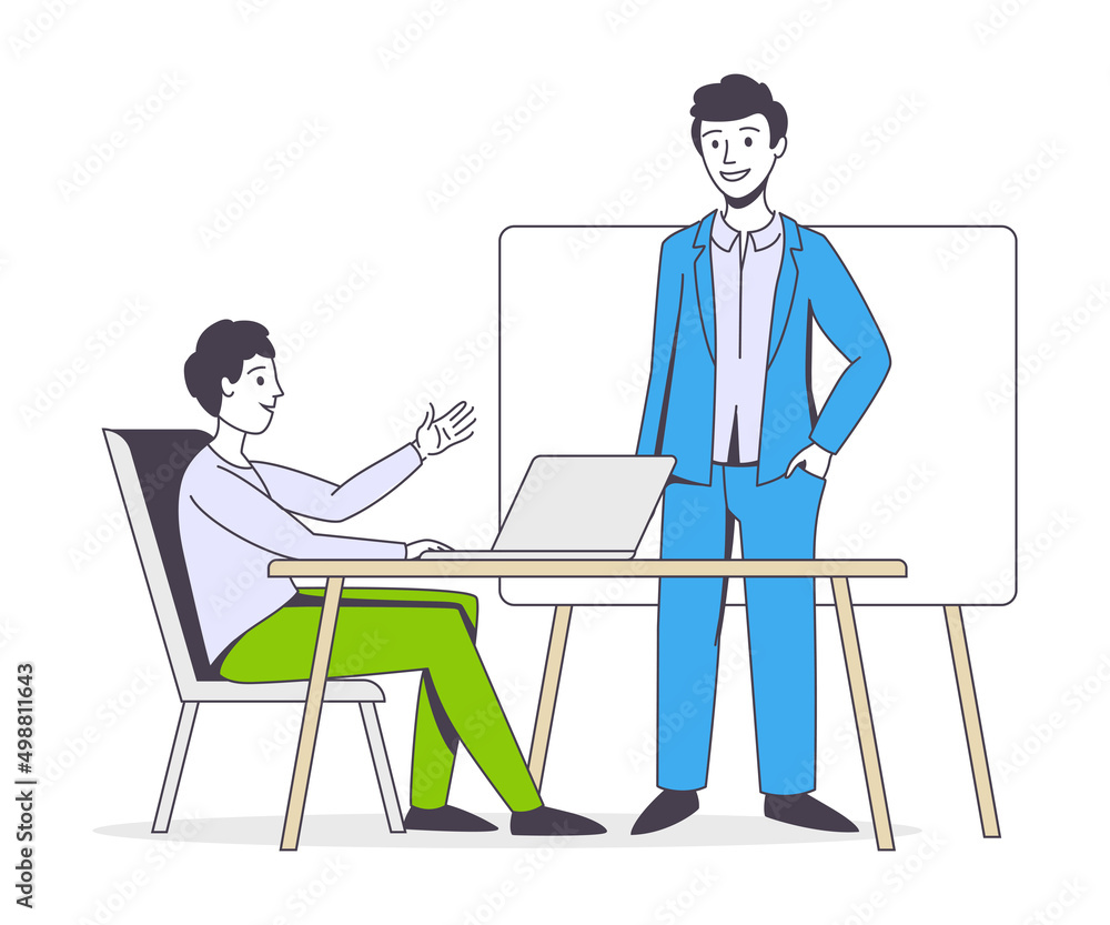 Successful Team with Man Office Employee Working Together Vector Illustration Successful Team with Man Office Employee Working Together Vector Illustration