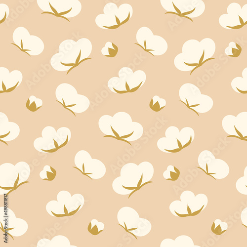 Seamless pattern with cotton. Vector background for textile, wrapping paper