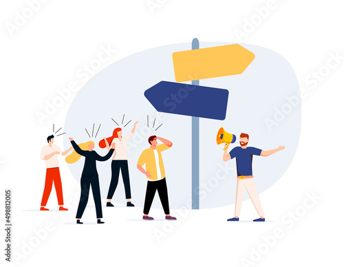 Business guide to move to the right success direction, leadership tell solution way, support, help, giving instruction