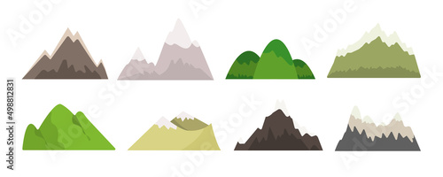 Foto Set of mountains in cartoon style