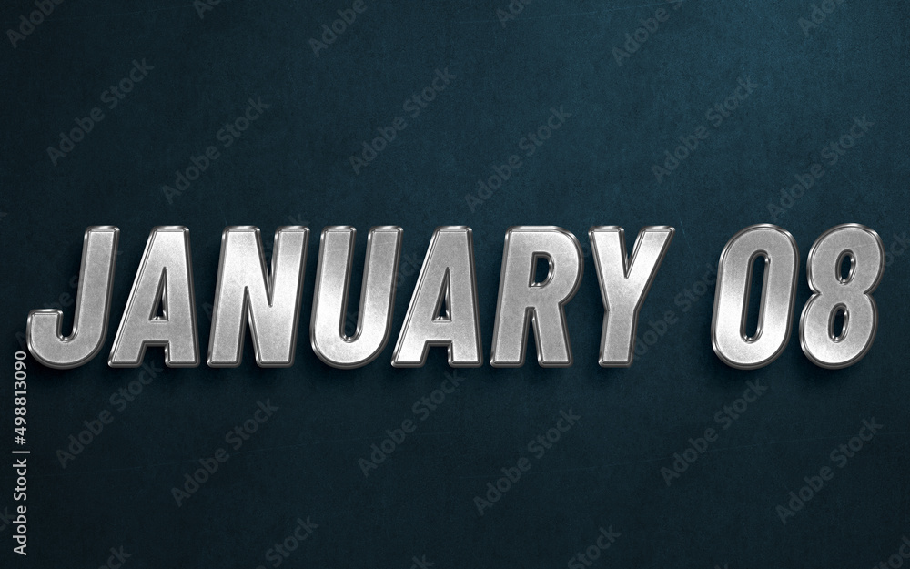 JANUARY IN SILVER HIGH RELIEF LETTERS ON DARK BACKGROUND JANUARY IN SILVER HIGH RELIEF LETTERS ON DARK BACKGROUND