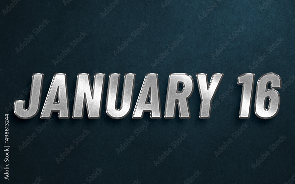 JANUARY IN SILVER HIGH RELIEF LETTERS ON DARK BACKGROUND JANUARY IN SILVER HIGH RELIEF LETTERS ON DARK BACKGROUND