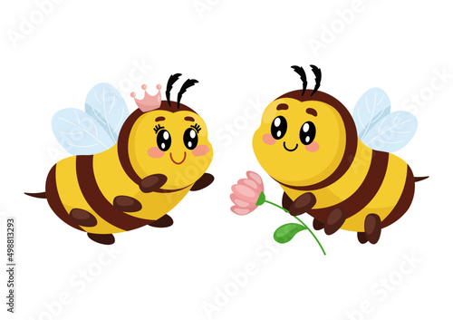 cute bee boy and girl love each other. world bee Protection day