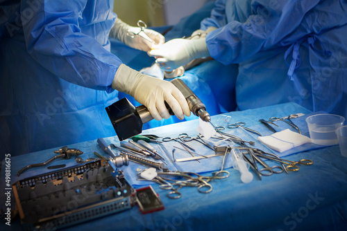 Orthopedic surgery operating room in a hospital.