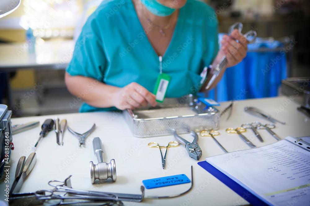 Before sterilization of surgical instruments. Before sterilization of surgical instruments.