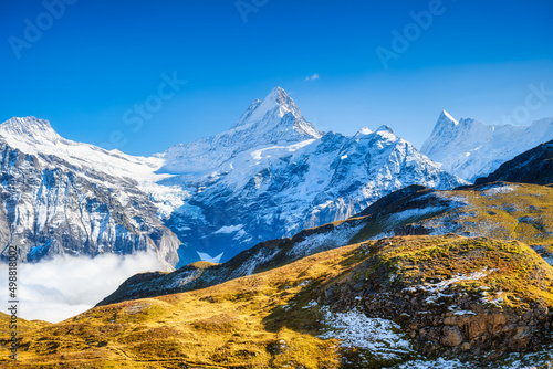 Mountain scenery in the Swiss Alps. Mountains peaks. Natural landscape. Mount...