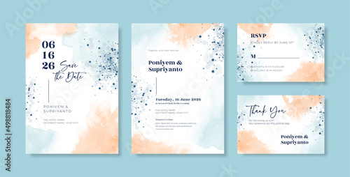 Beautiful watercolor wedding invitation template