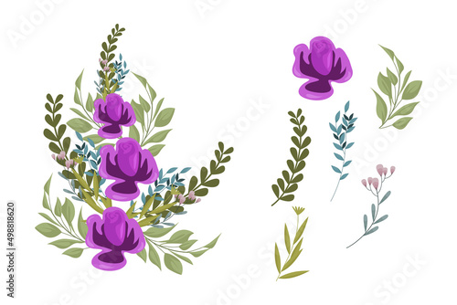 A variety of colorful arrangements of beautiful leaves and flowers