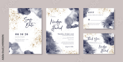 Luxury and elegant wedding invitation with watercolor background