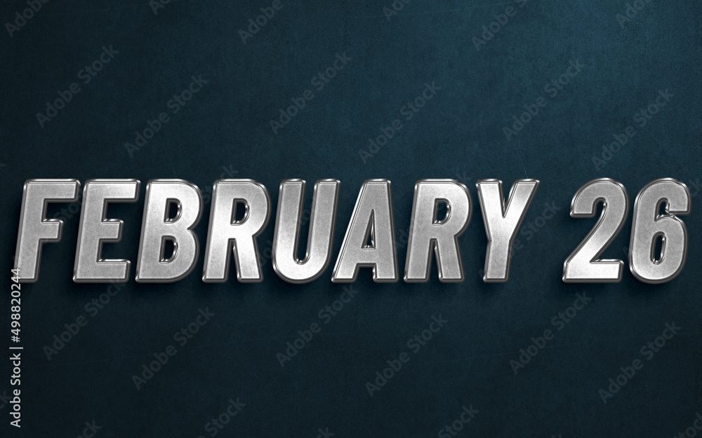FEBRUARY IN SILVER HIGH RELIEF LETTERS ON DARK BACKGROUND FEBRUARY IN SILVER HIGH RELIEF LETTERS ON DARK BACKGROUND